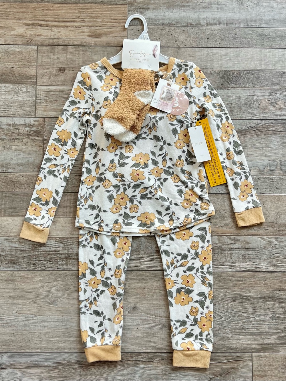 NWT Jessica Simpson Girls Floral 3 Piece Pajama Set Size 6